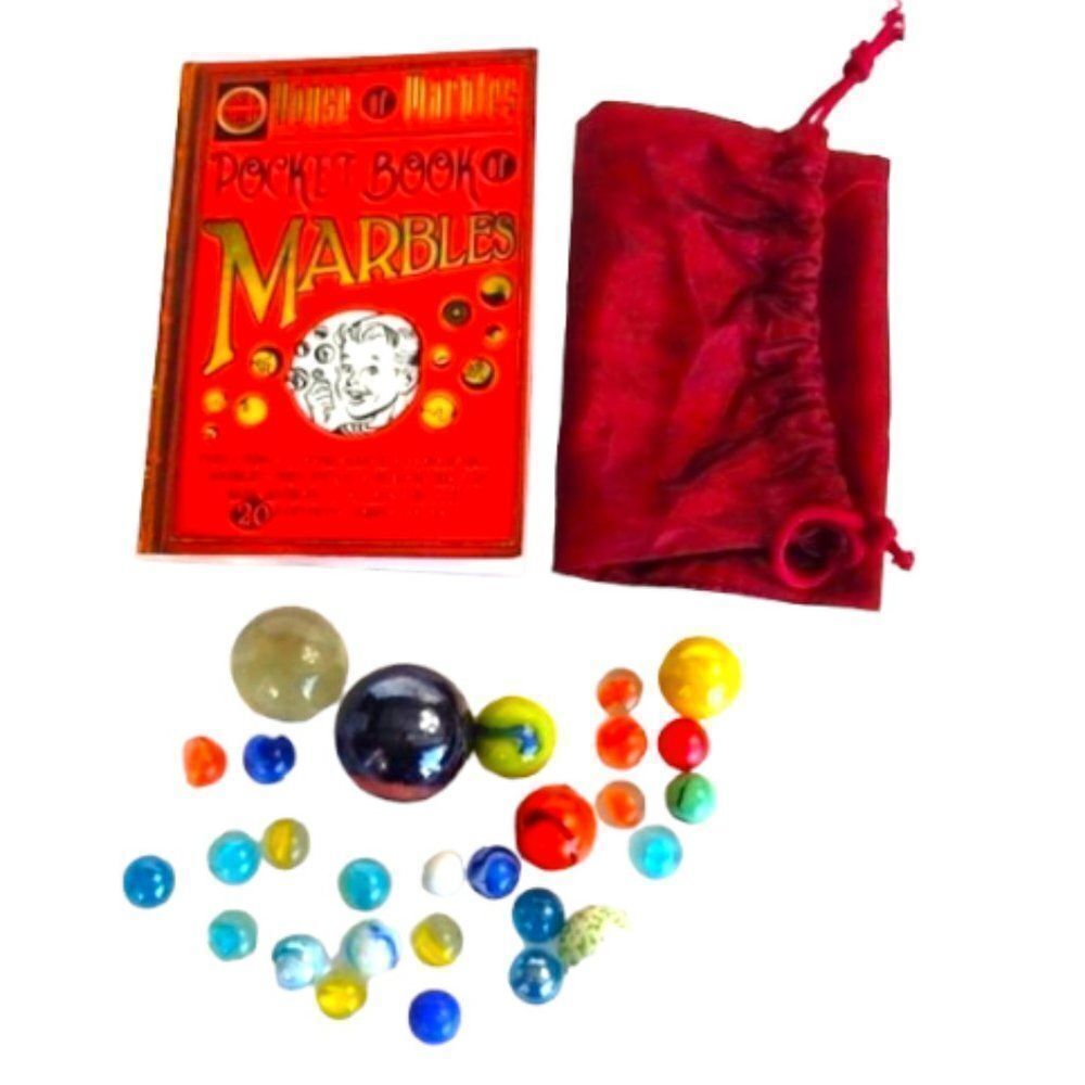 The Pocket Book of Marbles Soft Cover Book by William Bavin plus Bag of Marbles
